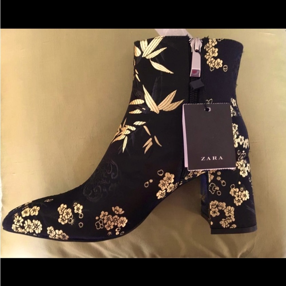 ZARA Chinoiserie Ankle Boots